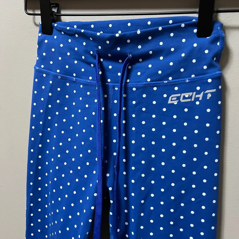 Echt women’s blue polka dot leggings size XS‎_4